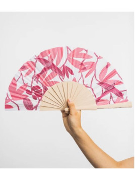 Eventail en Coton et Bois Rose à Motifs Colorés - Tranquillo