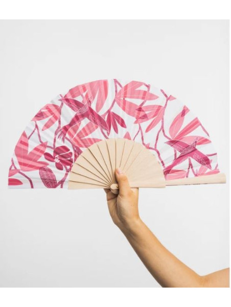 Eventail en Coton et Bois Rose à Motifs Colorés - Tranquillo
