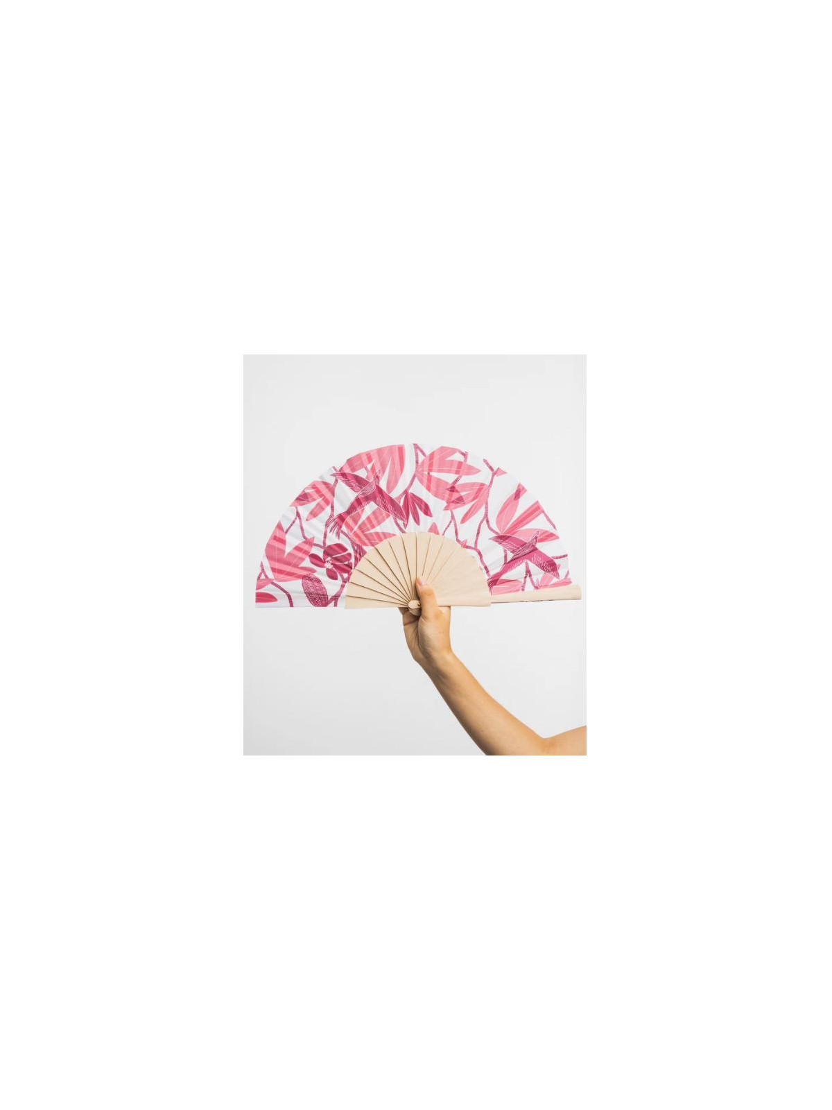 Eventail en Coton et Bois Rose à Motifs Colorés - Tranquillo