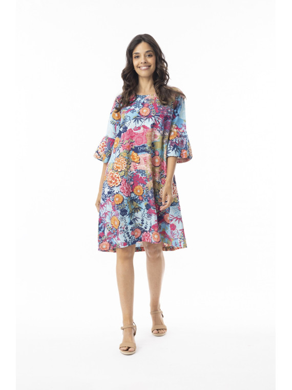 Robe pour Femme en 100% coton bio Motifs Fleurs - Orientique