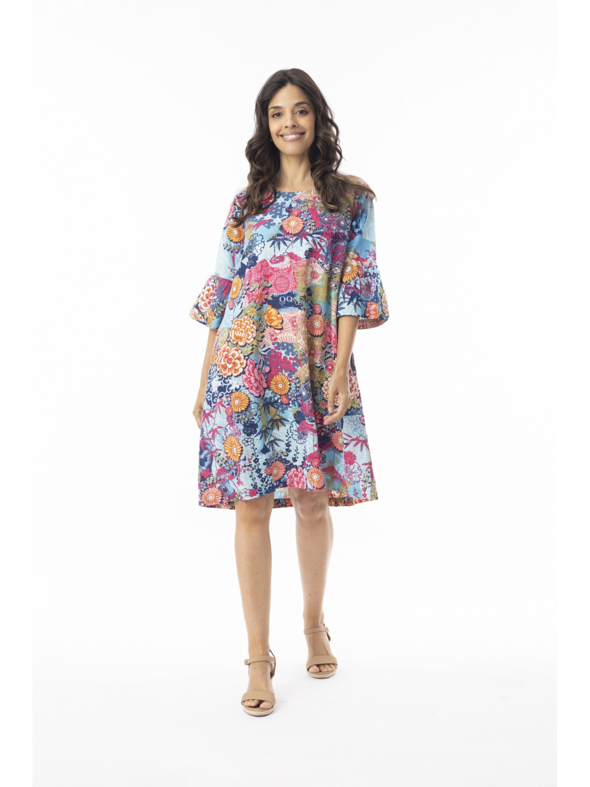 Robe pour Femme en 100% coton bio Motifs Fleurs - Orientique