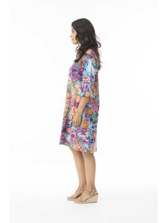 Robe pour Femme en 100% coton bio Motifs Fleurs - Orientique