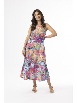 Robe pour Femme en 100% coton bio Motifs Fleurs - Orientique