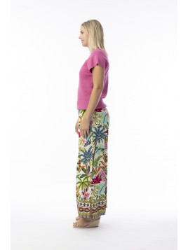 Pantalon 7/8 Fleuri pour Femme en 100% Coton Bio - Orientique