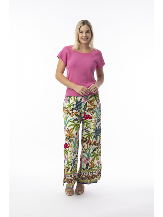 Pantalon 7/8 Fleuri pour Femme en 100% Coton Bio - Orientique