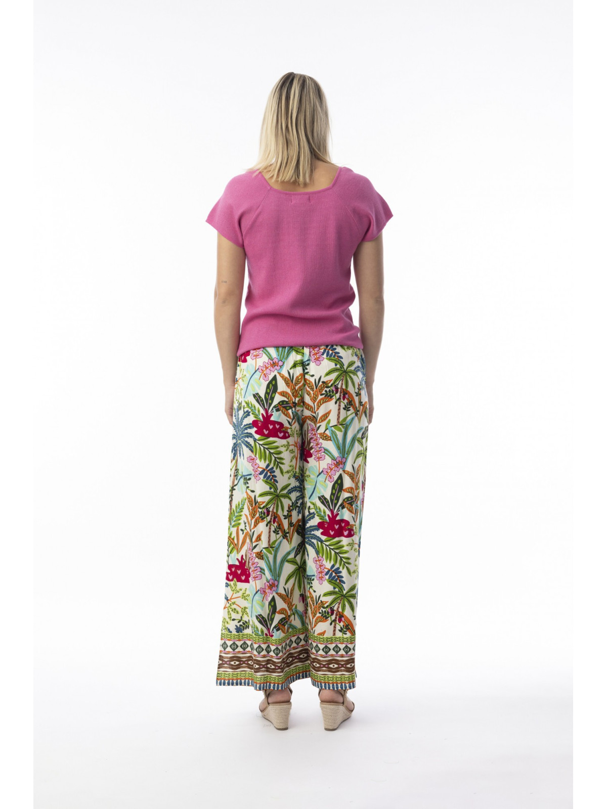 Pantalon 7/8 Fleuri pour Femme en 100% Coton Bio - Orientique