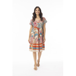 Robe pour Femme en 100% coton bio Motifs Fleurs - Orientique