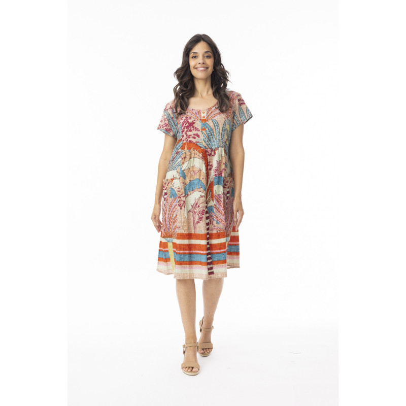 Robe pour Femme en 100% coton bio Motifs Fleurs - Orientique