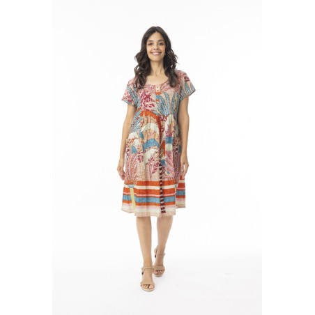 Robe pour Femme en 100% coton bio Motifs Fleurs - Orientique