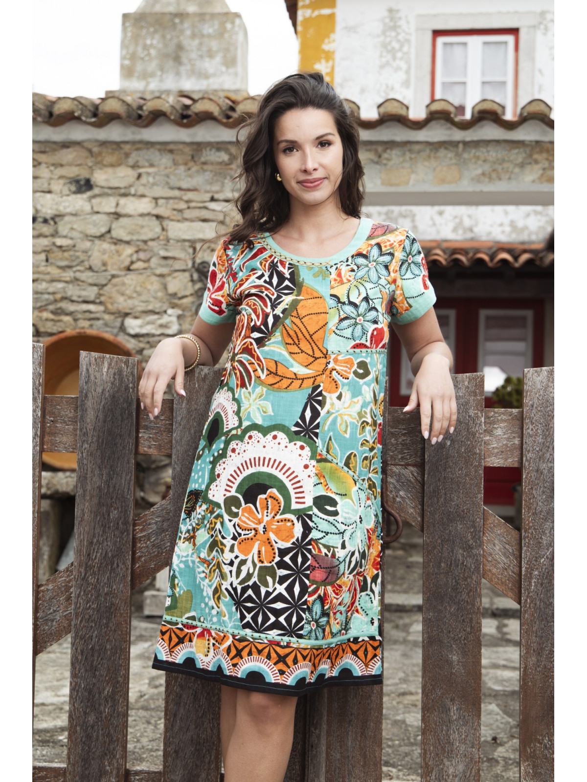 Robe pour Femme en 100% coton bio Motifs Fleurs - Orientique