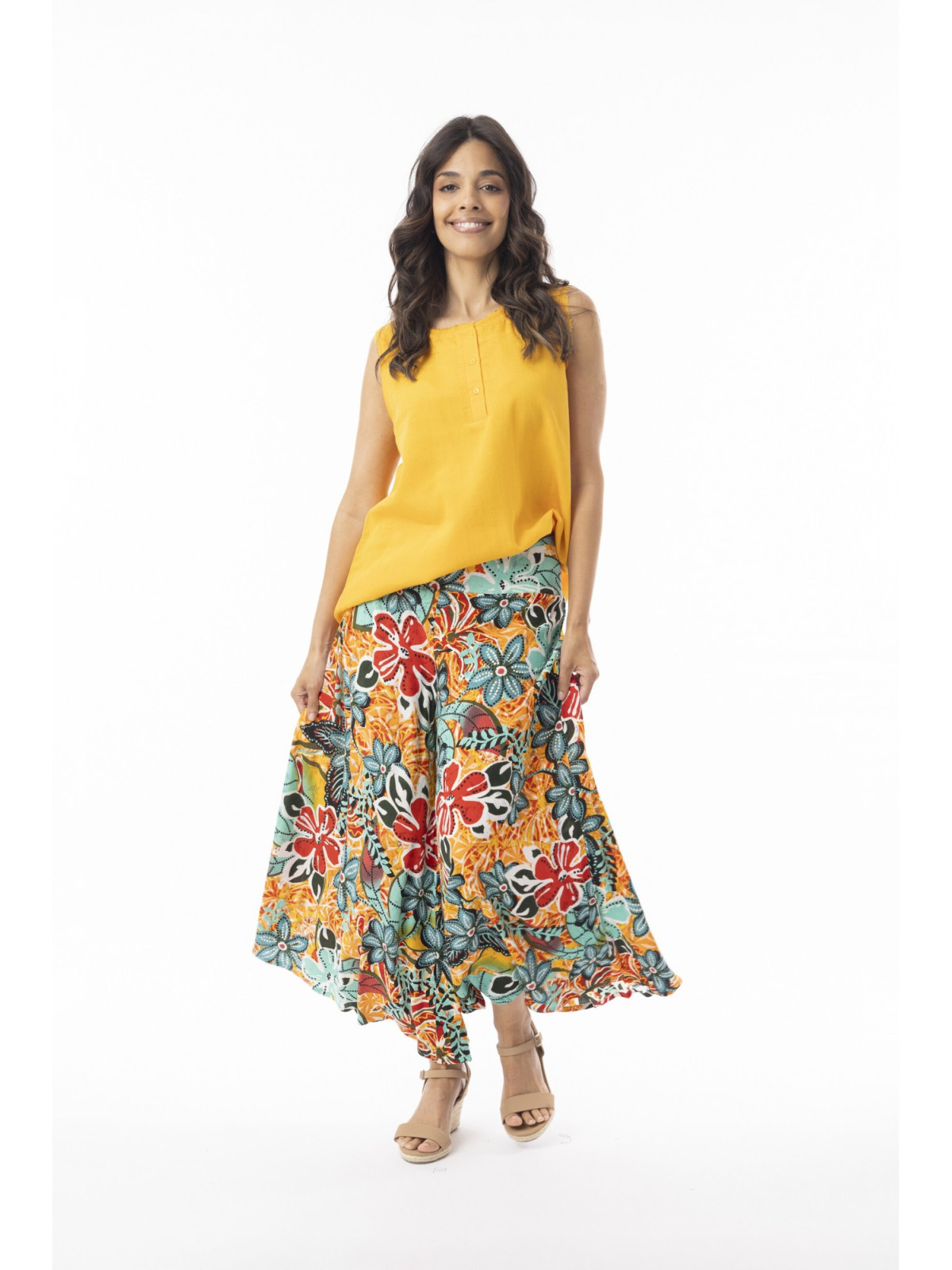 Pantalon large pour Femme en 100% Rayonne Motifs Fleurs - Orientique