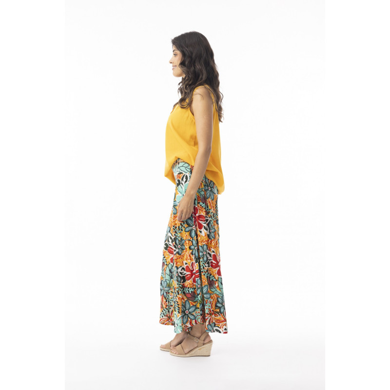 Pantalon large pour Femme en 100% Rayonne Motifs Fleurs - Orientique