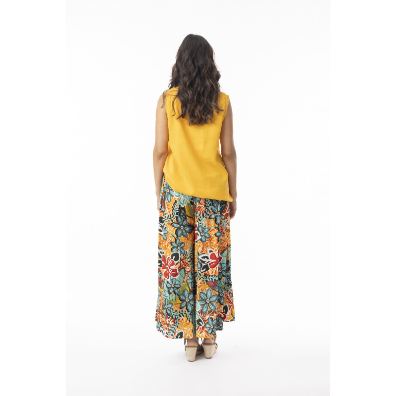 Pantalon large pour Femme en 100% Rayonne Motifs Fleurs - Orientique