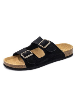 Sandales Mixtes type Claquettes en cuir Noir - Naturalworld