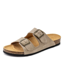 Sandales Mixtes type Claquettes en cuir Marron - Naturalworld