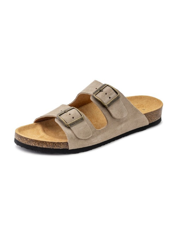 Sandales Mixtes type Claquettes en cuir Marron - Naturalworld