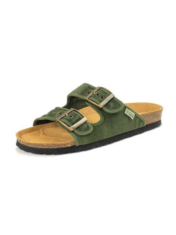 Sandales Mixtes type Claquettes Véganes Kaki - Naturalworld
