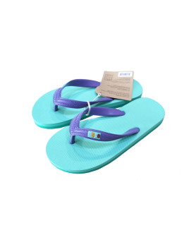 Tongs enfants "Honfleur" caoutchouc naturel turquoise et violet