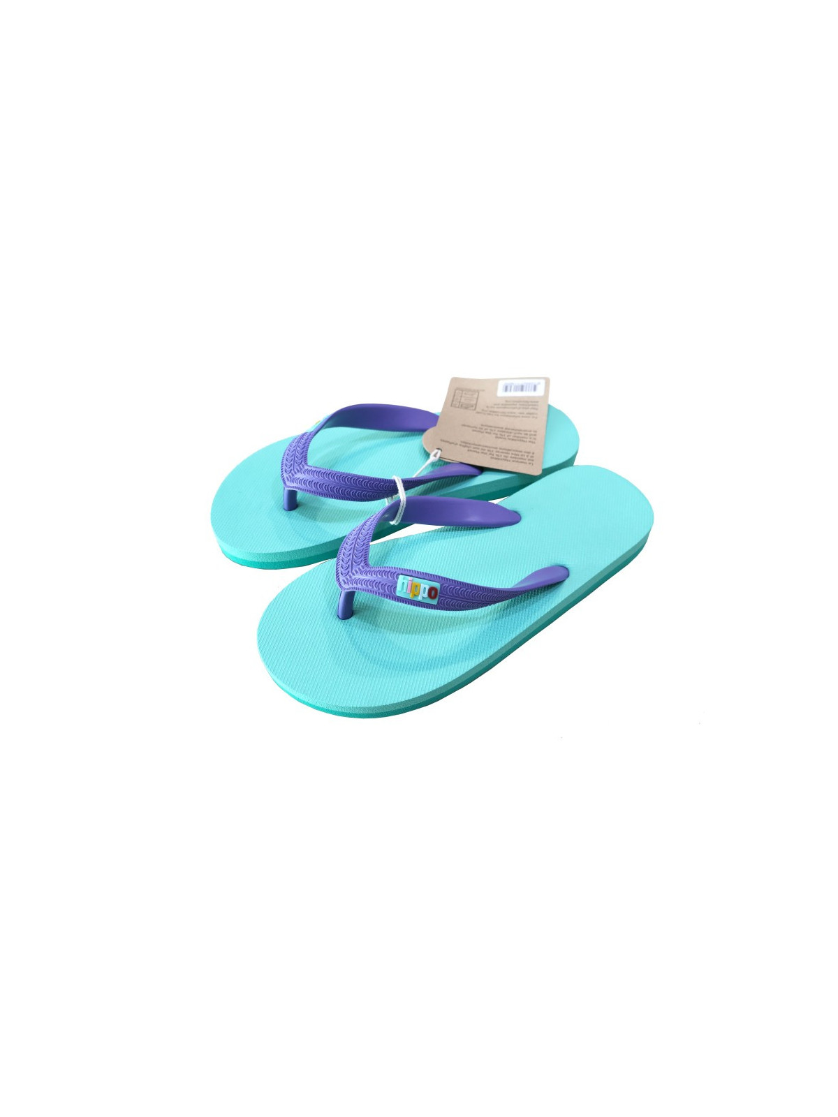 Tongs enfants "Honfleur" caoutchouc naturel turquoise et violet