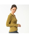 Cardigan pour Femme en 100% Coton Bio couleur Moutarde -Llivingcrafts
