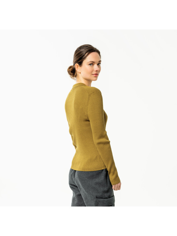 Cardigan pour Femme en 100% Coton Bio couleur Moutarde -Llivingcrafts