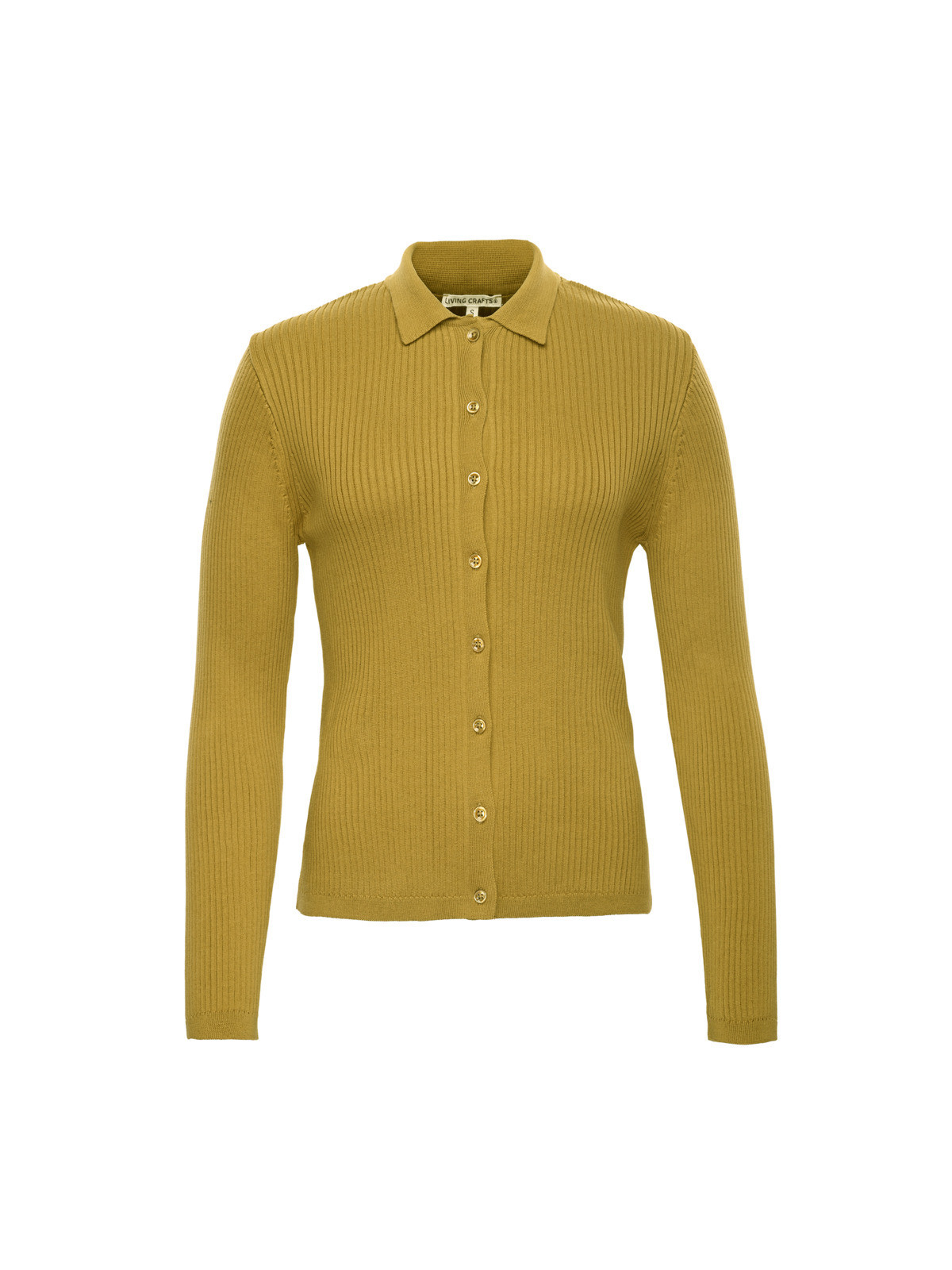 Cardigan pour Femme en 100% Coton Bio couleur Moutarde -Llivingcrafts