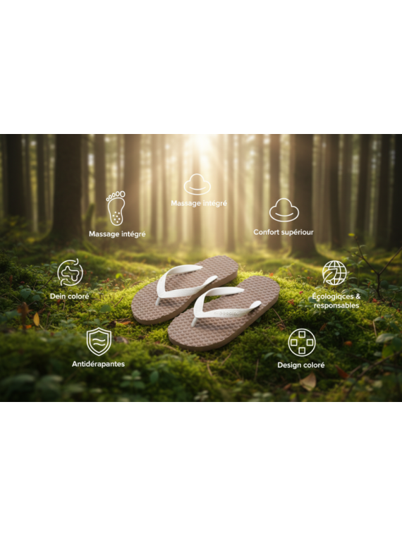Tongs Ecologiques pour Femme en Caoutchouc Naturel - Hippobloo