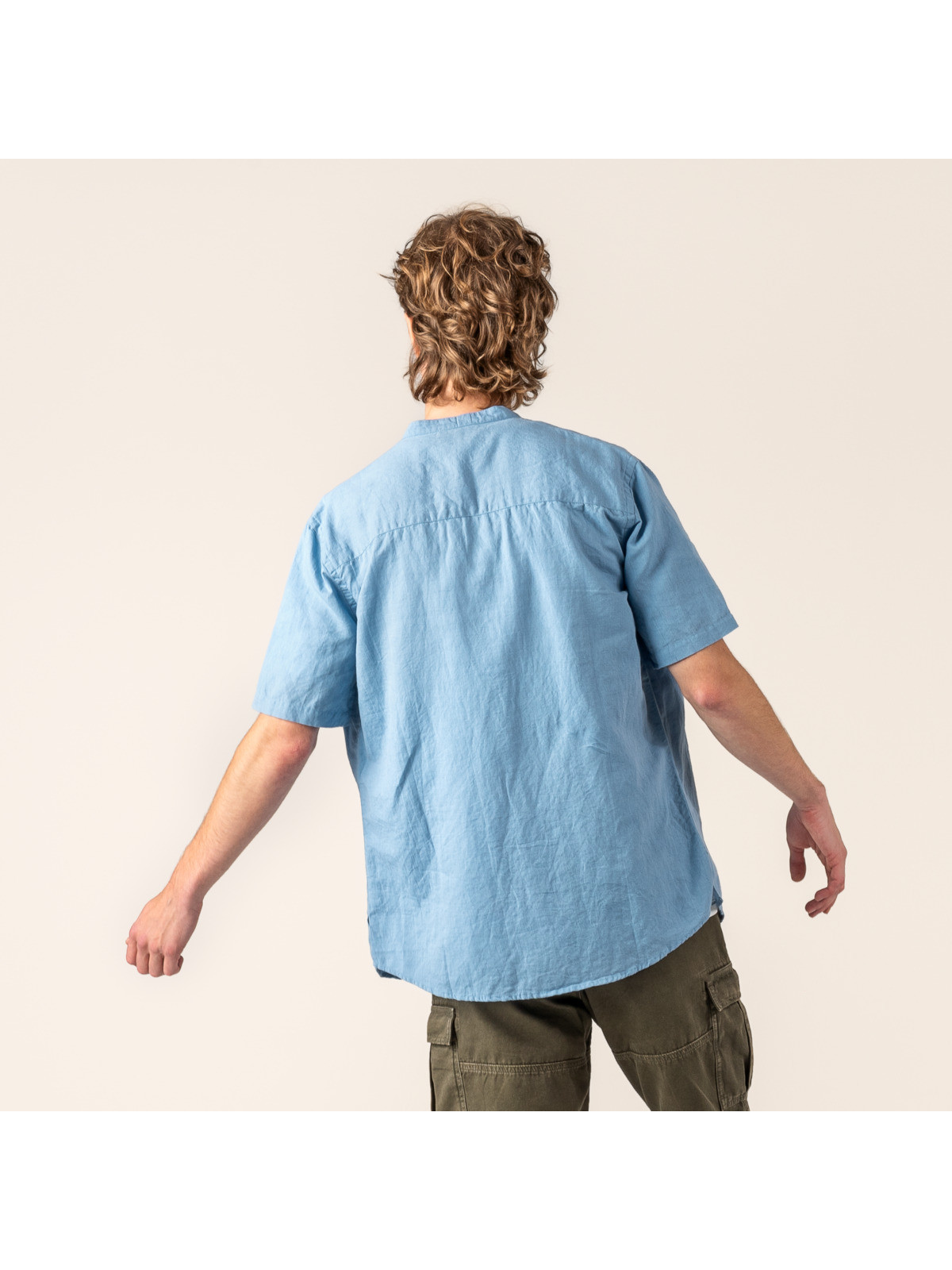 Chemisette Col Mao pour Homme en Coton Bio et Lin - Livingcrafts
