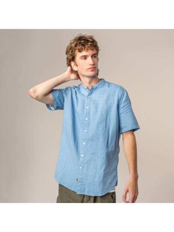 Chemisette Col Mao pour Homme en Coton Bio et Lin - Livingcrafts
