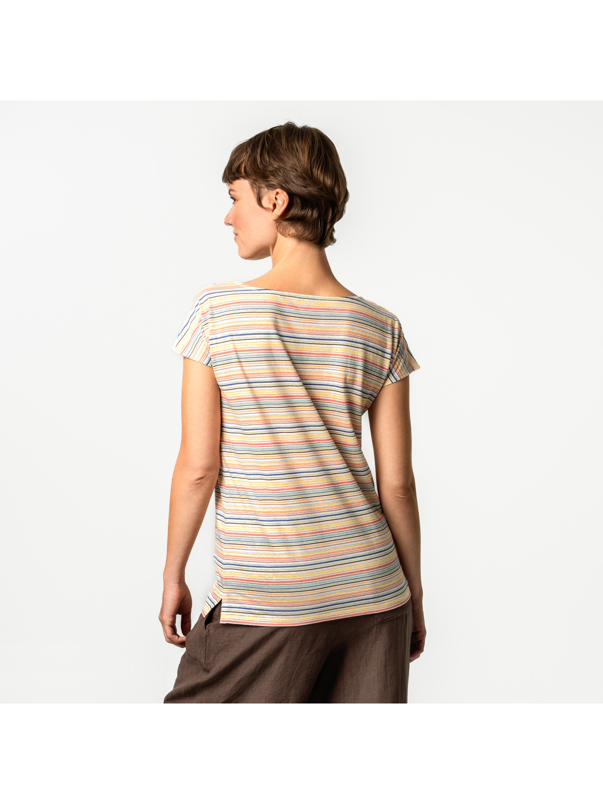Tee-shirt pour Femme Rayé en Coton Bio et Lin - Livingcrafts