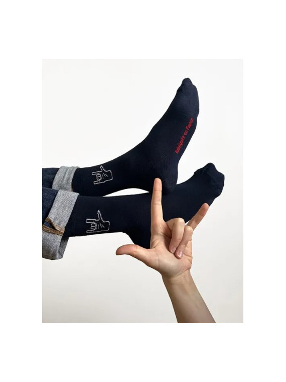 Chaussettes Bleu Marine "Le Mur des je t'Aime"- La Gentle Factory