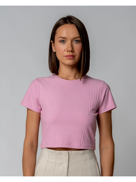 Tee-shirt Court pour Femme en Coton Bio et Modal Rose - Gorg