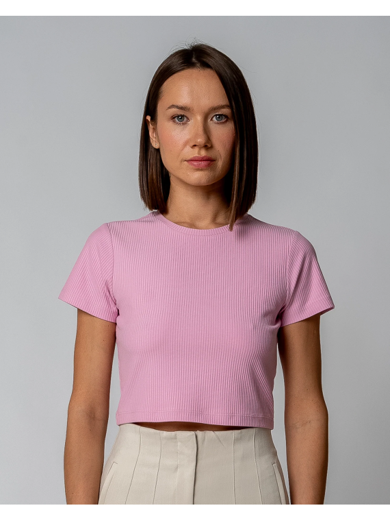 Tee-shirt Court pour Femme en Coton Bio et Modal Rose - Gorg