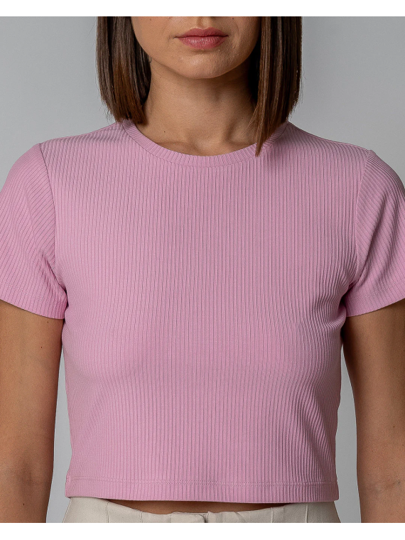 Tee-shirt Court pour Femme en Coton Bio et Modal Rose - Gorg