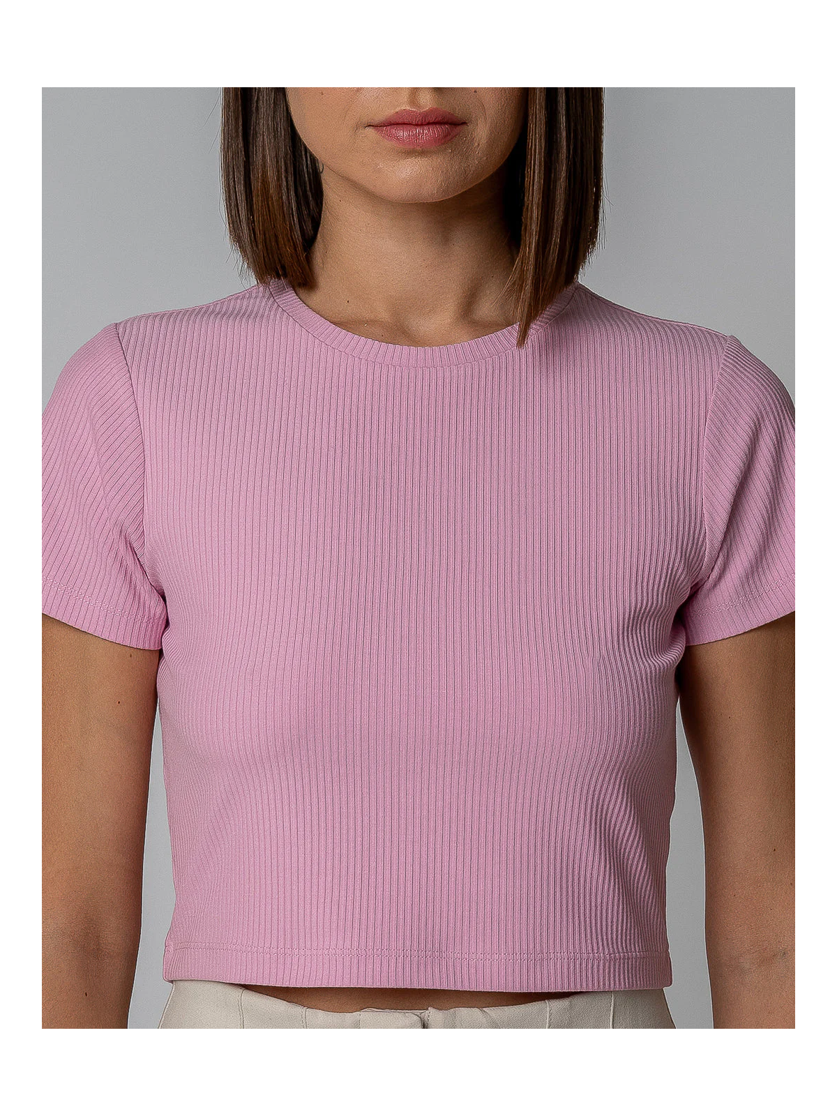 Tee-shirt Court pour Femme en Coton Bio et Modal Rose - Gorg