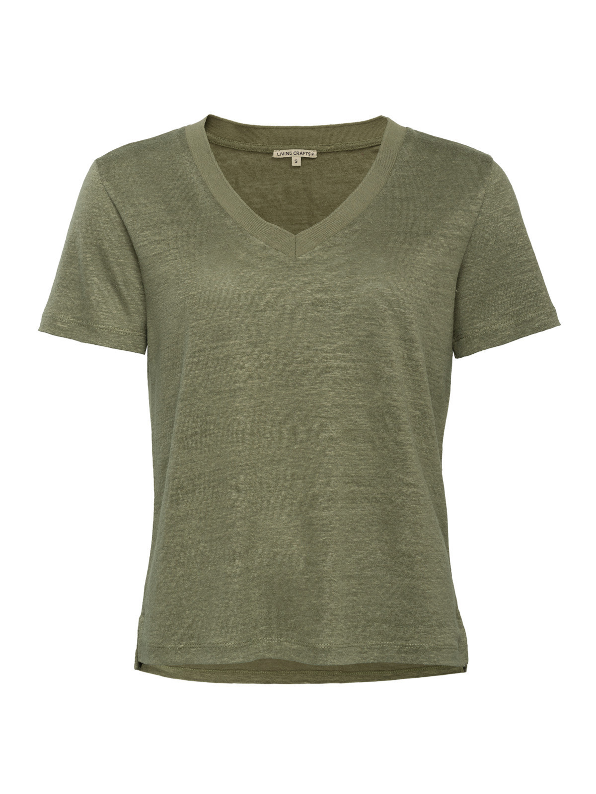 Tee-shirt pour Femme Col V uni en 100% Lin - Livingcrafts