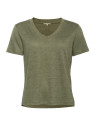 Tee-shirt pour Femme Col V uni en 100% Lin - Livingcrafts