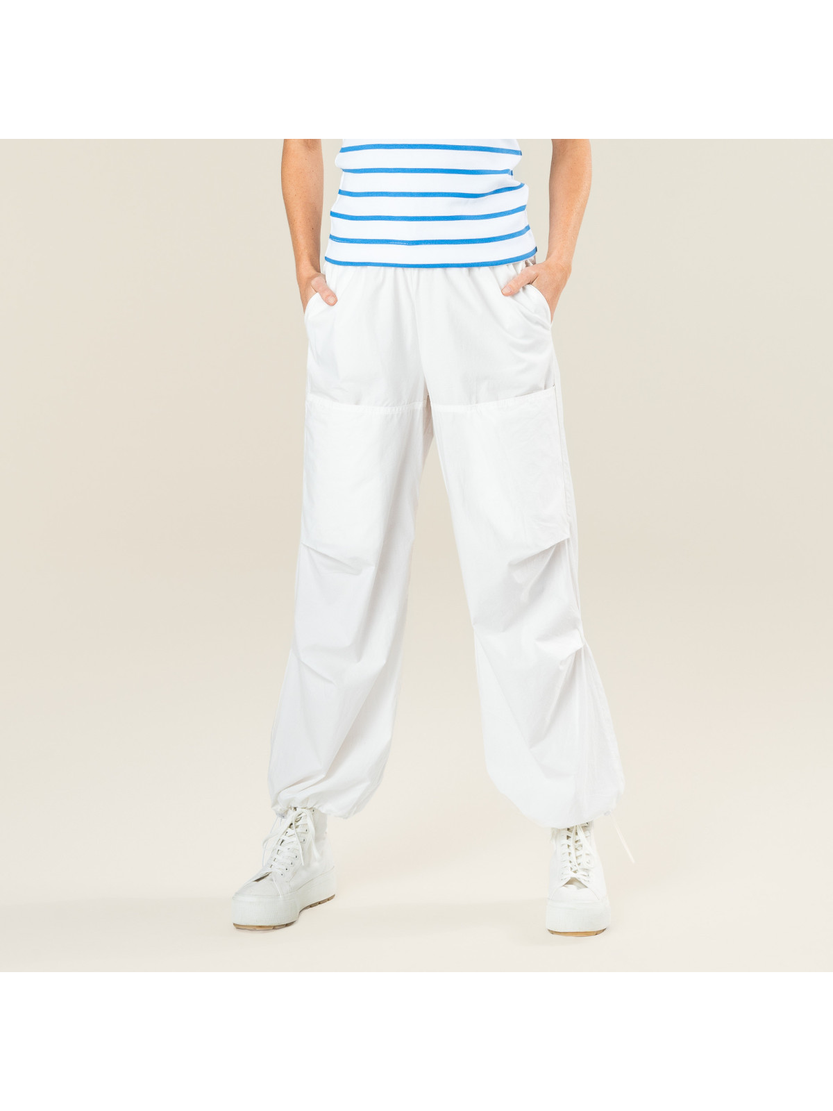 Pantalon Léger pour Femme en 100% Coton Bio blanc - Livingcrafts