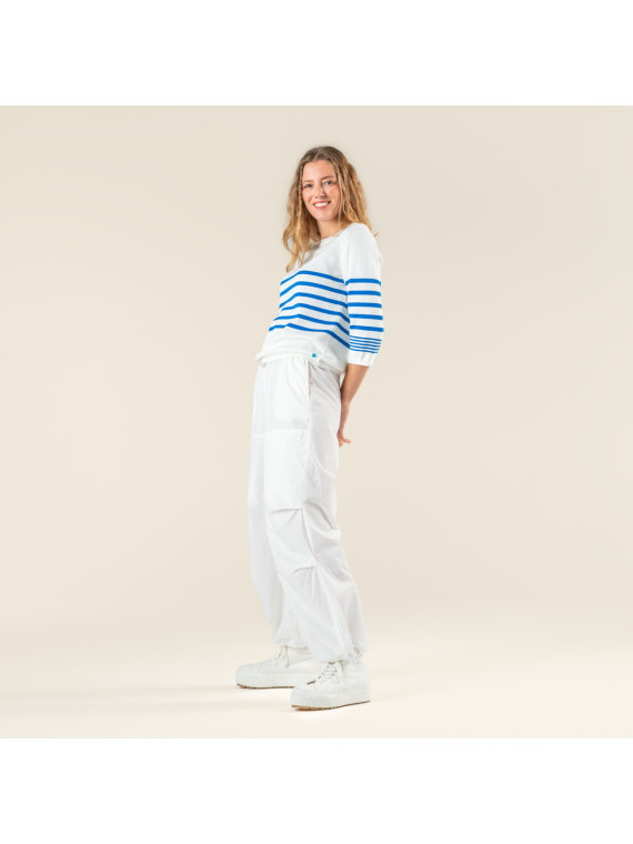 Pantalon Léger pour Femme en 100% Coton Bio blanc - Livingcrafts