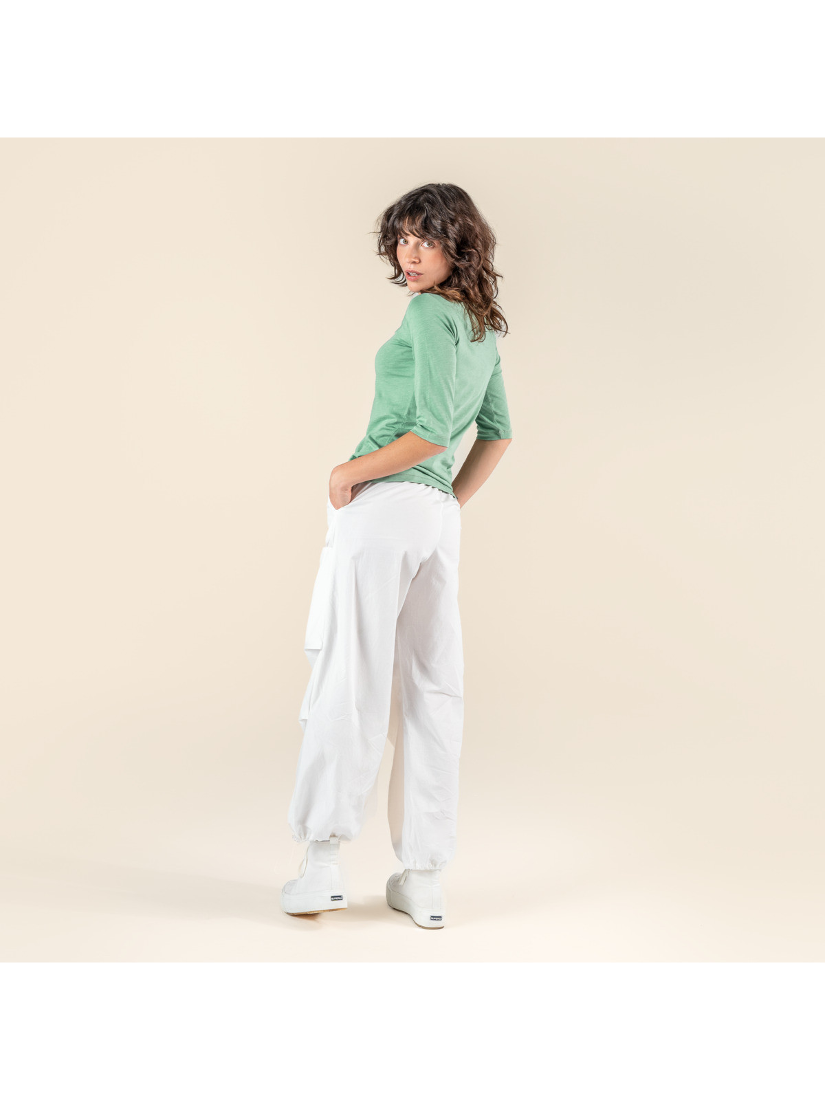Pantalon Léger pour Femme en 100% Coton Bio blanc - Livingcrafts