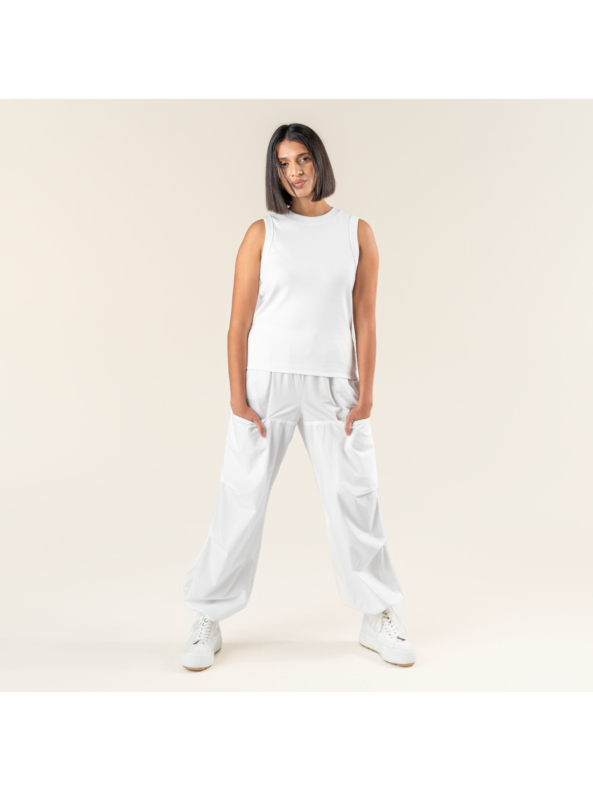 Pantalon Léger pour Femme en 100% Coton Bio blanc - Livingcrafts