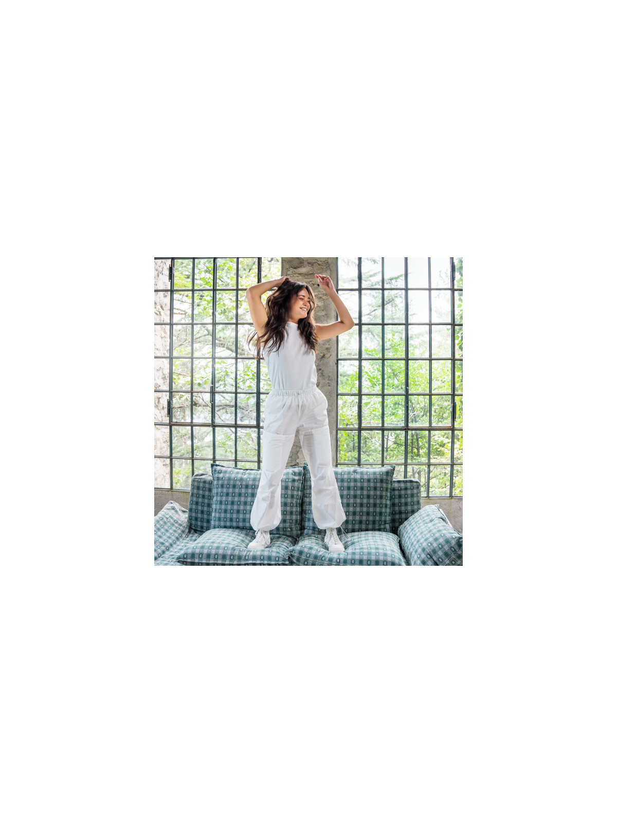 Pantalon Léger pour Femme en 100% Coton Bio blanc - Livingcrafts