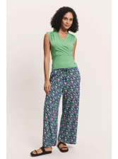 Pantalon Fluide pour Femme en Mousseline 100% Coton Bio Imprimé  rouge - Tranquillo