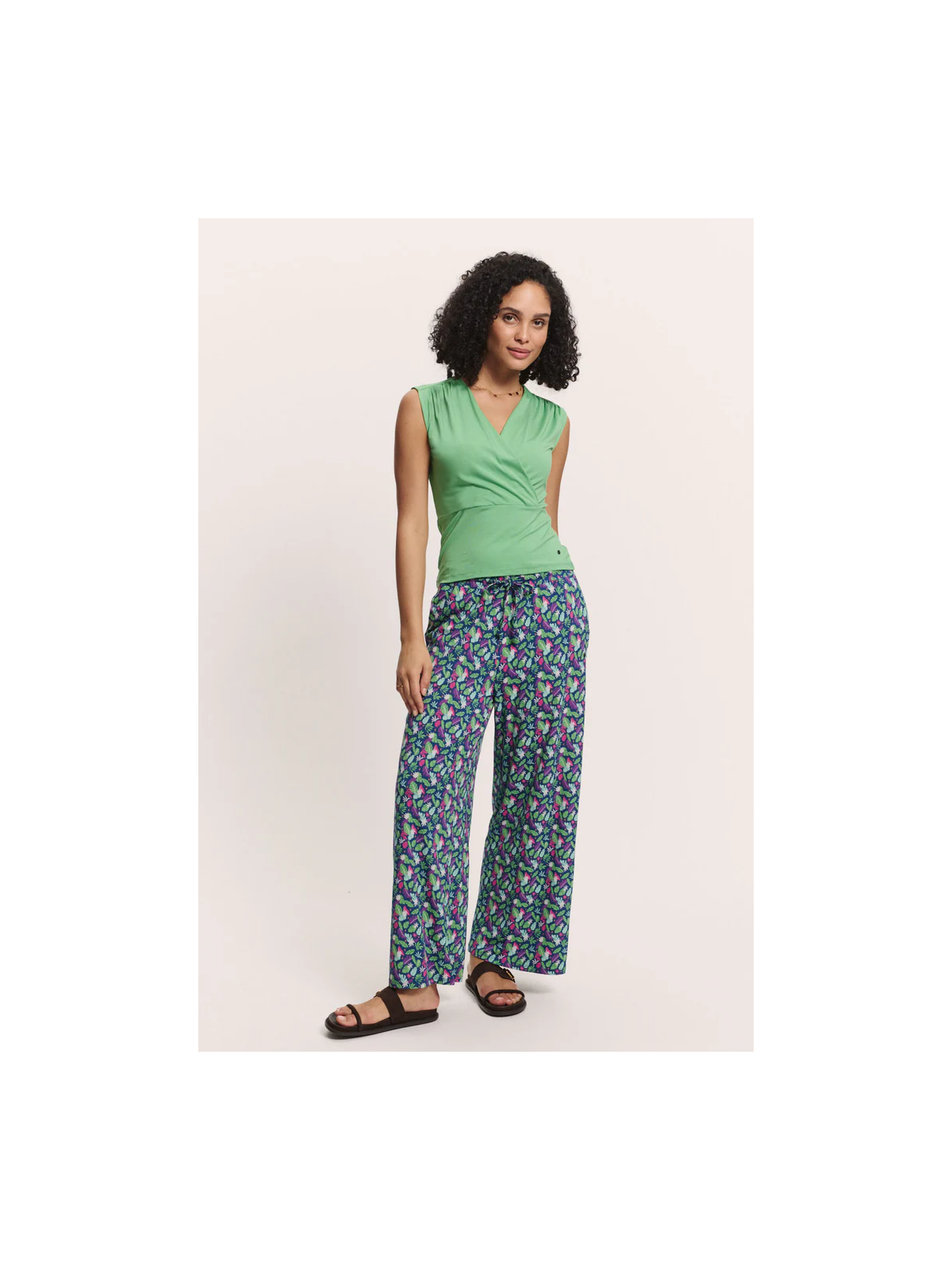 Pantalon Fluide pour Femme en Mousseline 100% Coton Bio Imprimé  rouge - Tranquillo