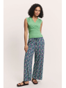 Pantalon Fluide pour Femme en Mousseline 100% Coton Bio Imprimé  rouge - Tranquillo