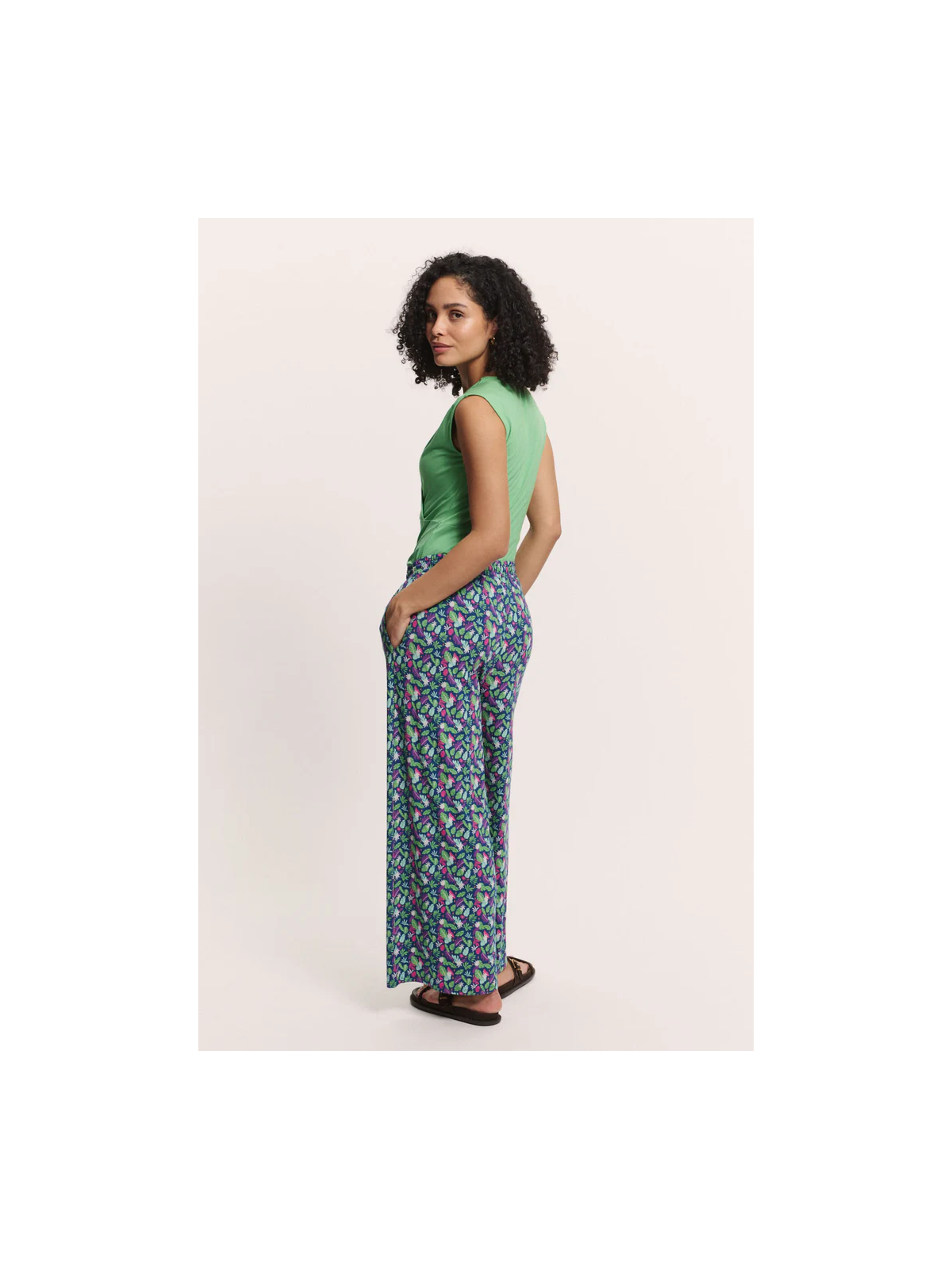 Pantalon Fluide pour Femme en Mousseline 100% Coton Bio Imprimé  rouge - Tranquillo