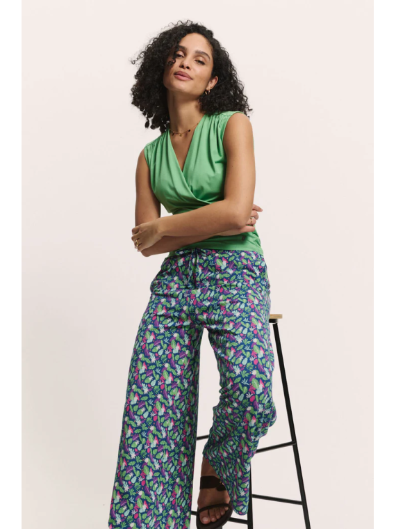 Pantalon Fluide pour Femme en Mousseline 100% Coton Bio Imprimé  rouge - Tranquillo