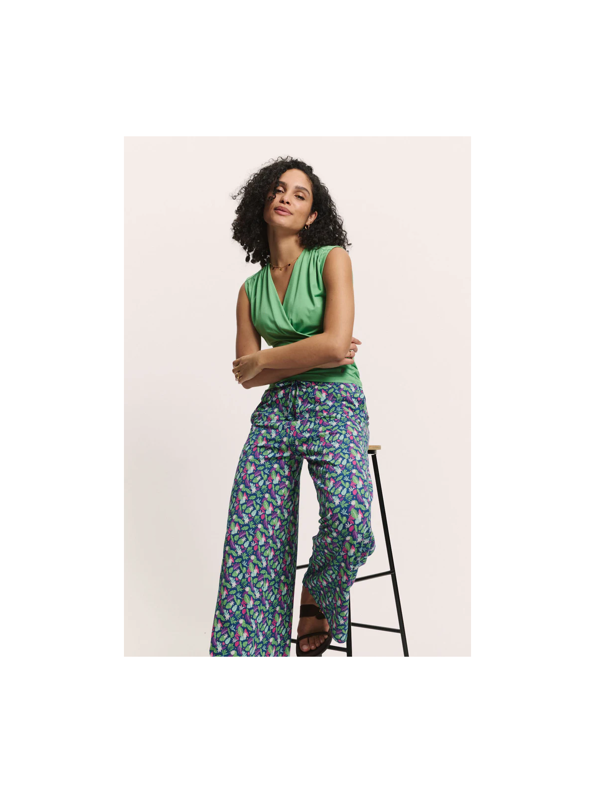 Pantalon Fluide pour Femme en Mousseline 100% Coton Bio Imprimé  rouge - Tranquillo