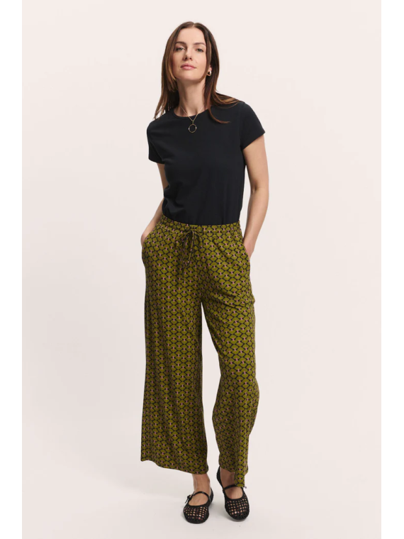 Pantalon Fluide pour Femme en Mousseline 100% Coton Bio Imprimé  rouge - Tranquillo