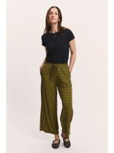 Pantalon Fluide pour Femme en Mousseline 100% Coton Bio Imprimé  rouge - Tranquillo